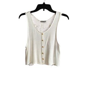 CHARLOTT Russe Crop Top White Size Small Junior Solid front Lace Back